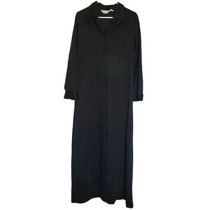🟢7517 * Sears Fashions Button Front Maxi Dress Black Size 16 Vintage 70s